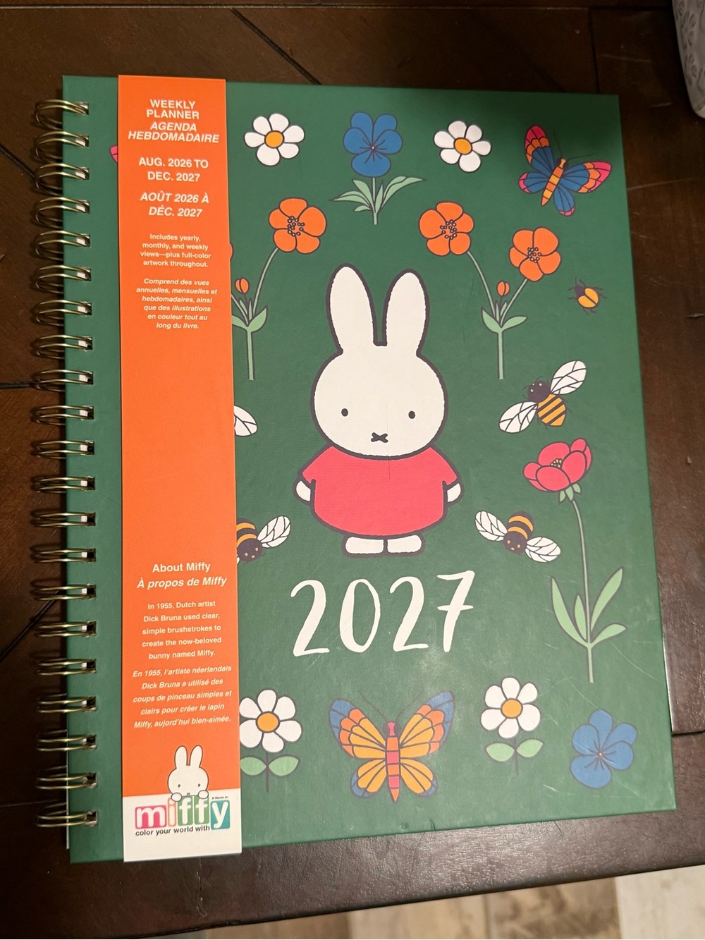 miffy Green Floral 17-month Weekly Spiral Planner: Aug 2026 - Dec 2027 NWT